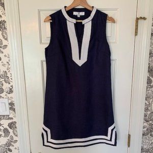 Navy Linen Sleeveless Dress Size S Jean-Pierre Klifa